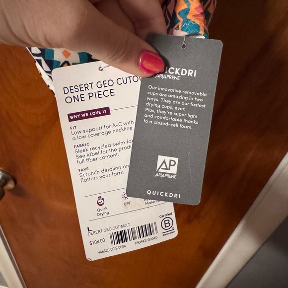 NWT Athleta Multicolor Geometric One Piece Swimsuit - Picture 4 of 5